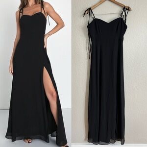 NWOT Darling Devotion Black Tie-Strap Maxi Dress